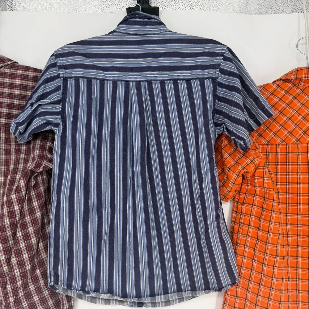 Lot of 3 Shirts Men Medium 10/12 Multicolor Plaid Striped Bundle Skater School